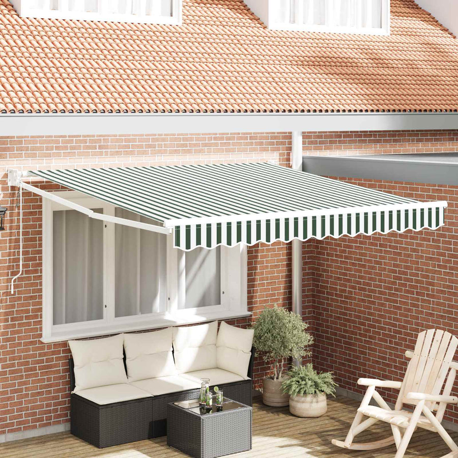 Markies Gestreept Groen en wit 3 x 2,5 m Polyester en metaal