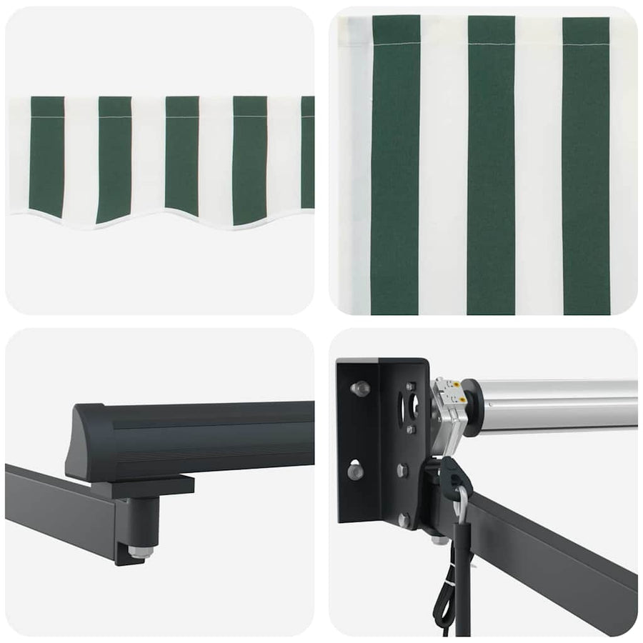 Markies Gestreept Groen en wit 3 x 2,5 m Polyester en metaal