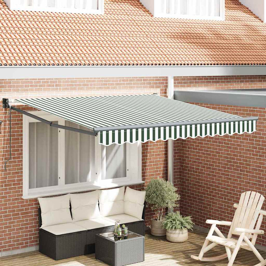 Markies Gestreept Groen en wit 3 x 2,5 m Polyester en metaal