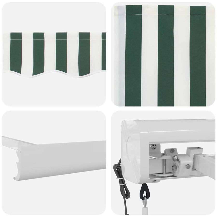 Inklapbaar Zonnescherm Groen en wit 300 x 250 cm Stof en Metaal