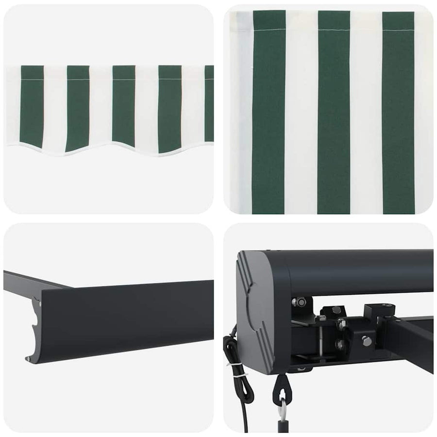 Inklapbaar Zonnescherm Groen en wit 300 x 250 cm Stof en Metaal