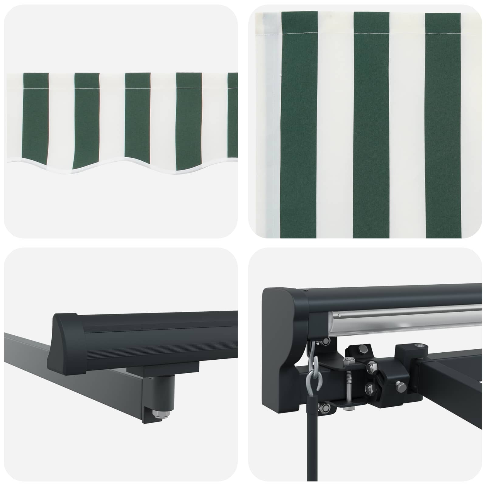 Inklapbaar Zonnescherm Groen en Wit 300 x 250 cm