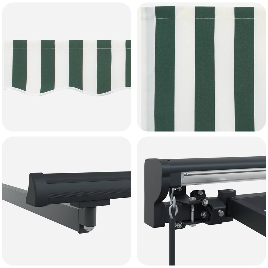 Inklapbaar Zonnescherm Groen en Wit 300 x 250 cm