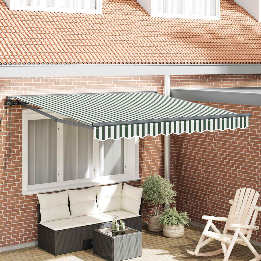 Zijde Frame Groen en Wit 300 x 250 cm Polyester met PU-coating