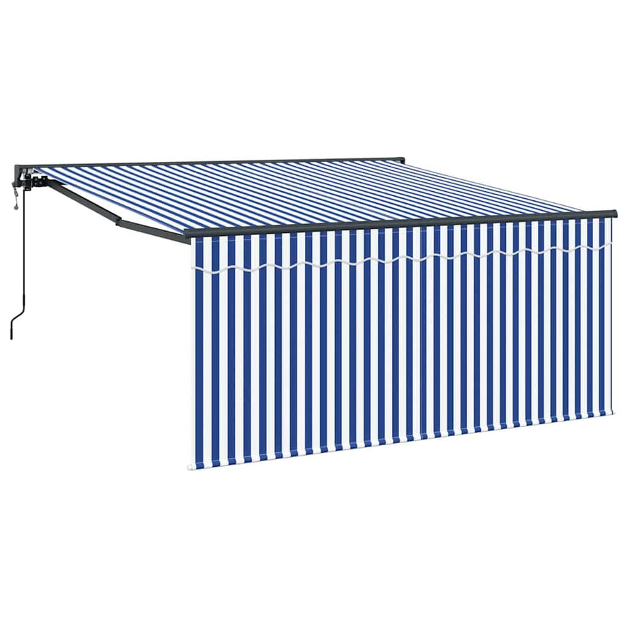 Inklapbaar Zonnescherm Blauw en Wit Gestreept 350 x 250 cm Stof