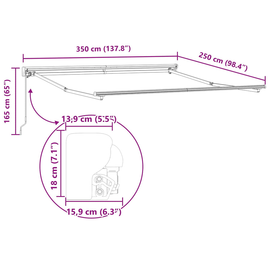 Zijde Frame Bruin 350 x 250 cm Polyester met PU-coating