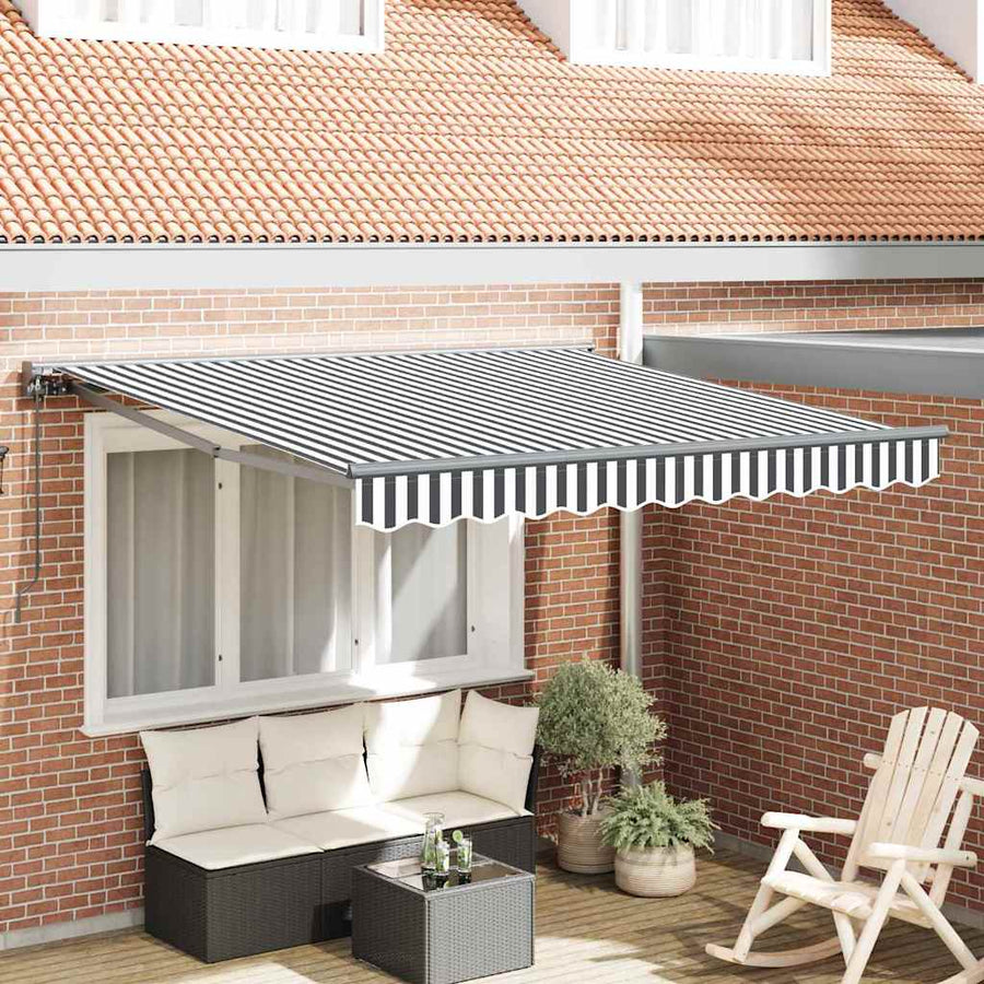 Inklapbaar Zonnescherm Antraciet en Wit 350x250 cm