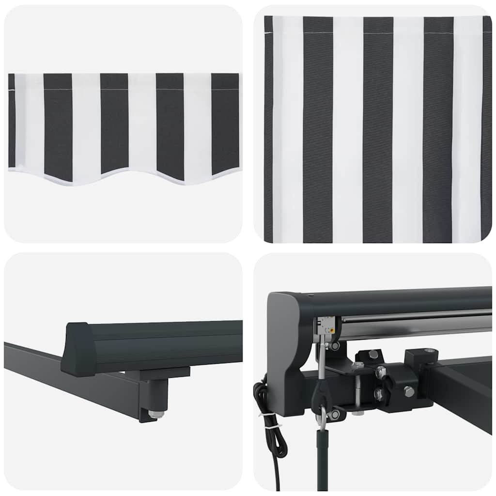 Inklapbaar Zonnescherm Antraciet en Wit 350x250 cm