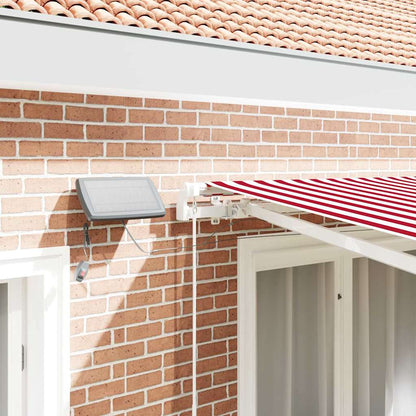 Inklapbaar Zonnescherm Rood en Wit 350 x 250 cm Stof en Staal