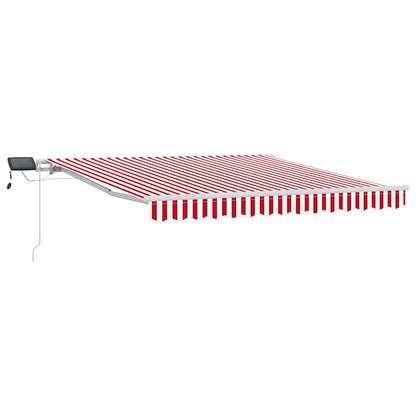 Inklapbaar Zonnescherm Rood en Wit 350 x 250 cm Stof en Staal