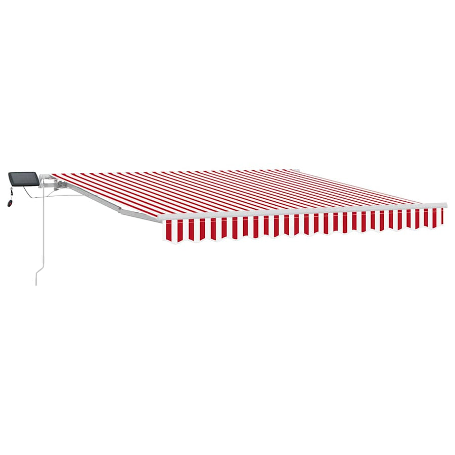 Inklapbaar Zonnescherm Rood en Wit 350 x 250 cm Stof en Staal