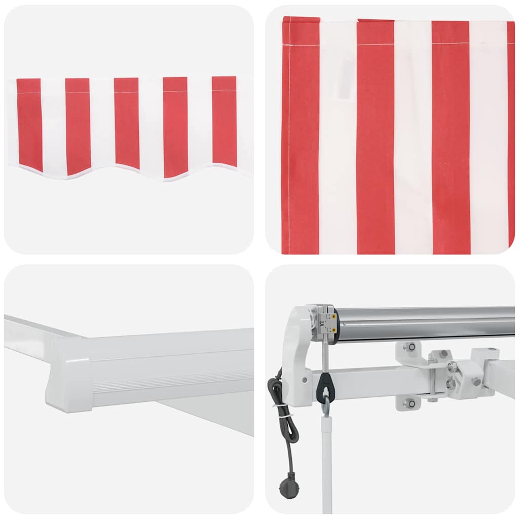 Inklapbaar Zonnescherm Rood en Wit 350 x 250 cm Stof