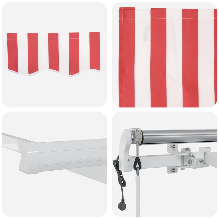 Inklapbaar Zonnescherm Rood en Wit 350 x 250 cm Stof