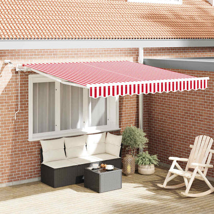 Inklapbaar Zonnescherm Rood en Wit 350 x 250 cm Stof en Metaal