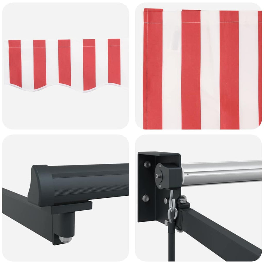Inklapbaar Zonnescherm Rood En Wit 350 X 250 Cm Rood En Wit