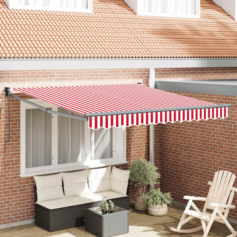Inklapbaar Zonnescherm Rood En Wit 350 X 250 Cm Rood En Wit