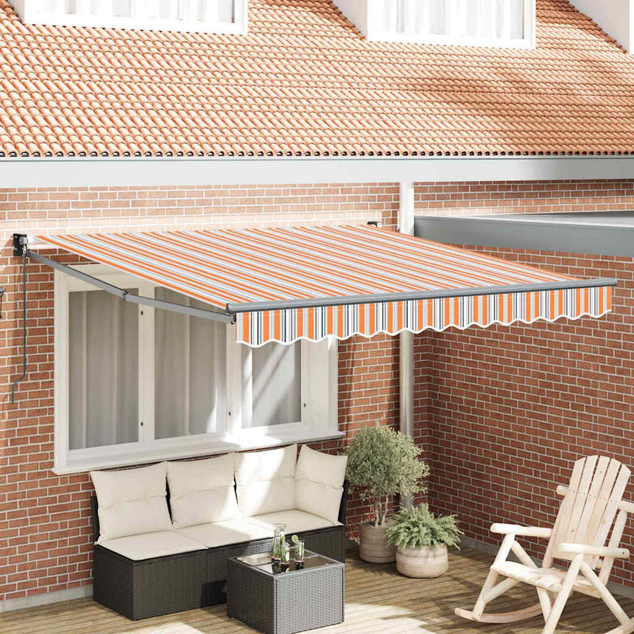 Inklapbaar Zonnescherm Multikleur 350 X 250 Cm Oranje/Grijs/Blauw/Wit