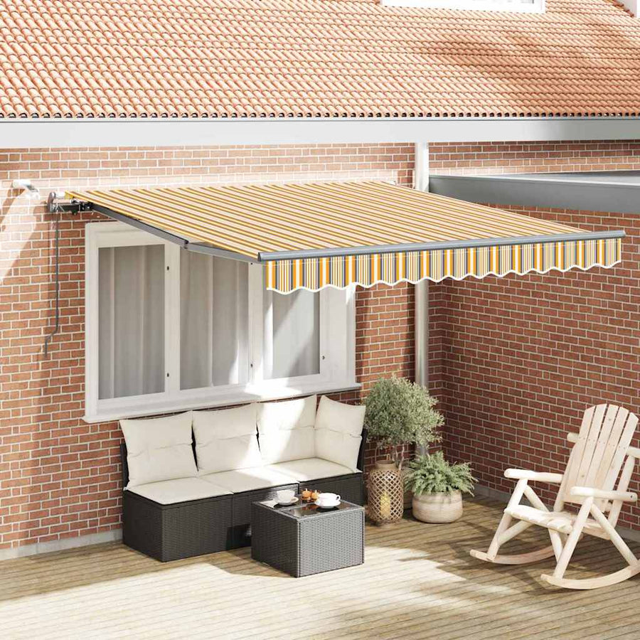 Inklapbaar Zonnescherm Met Multikleur Stof Geel/Grijs/Wit 350 x 250 cm