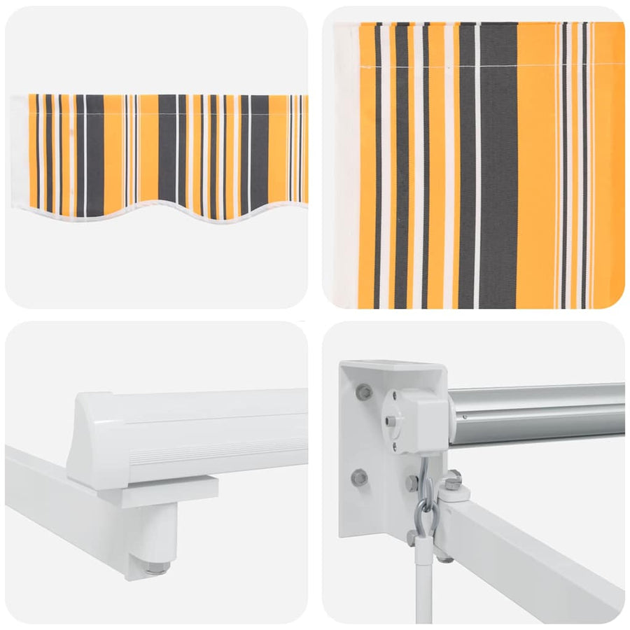 Inklapbaar Zonnescherm Geel En Grijs En Wit 350 X 250 Cm Stof Geel/Grijs/Wit