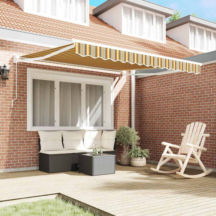 Inklapbaar Zonnescherm Geel En Grijs En Wit 350 X 250 Cm Stof Geel/Grijs/Wit