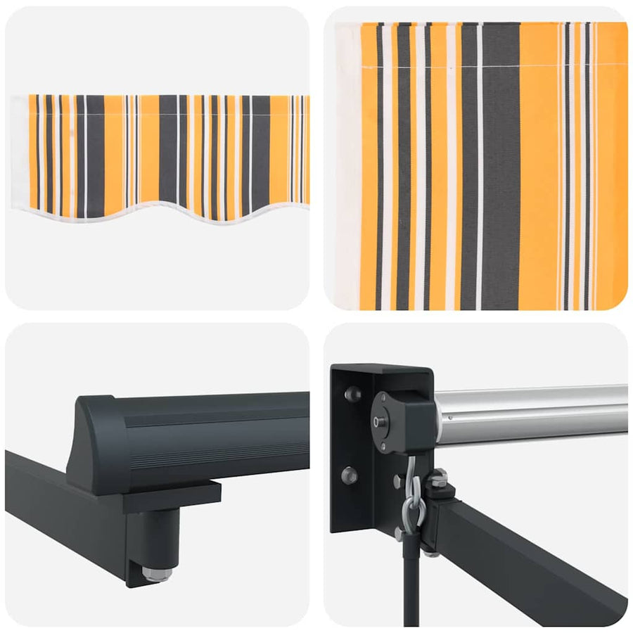 Inklapbaar Zonnescherm Multikleur 350 X 250 Cm Geel/Grijs/Wit