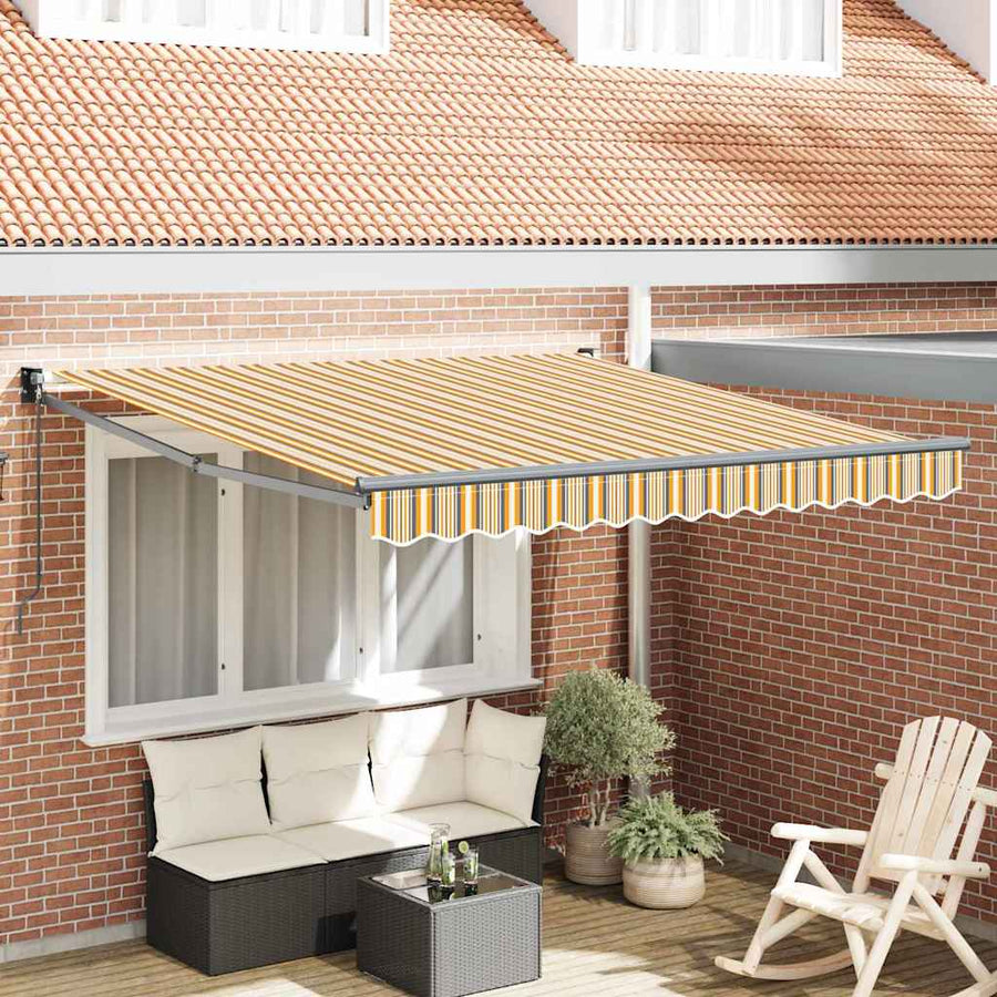 Inklapbaar Zonnescherm Multikleur 350 X 250 Cm Geel/Grijs/Wit