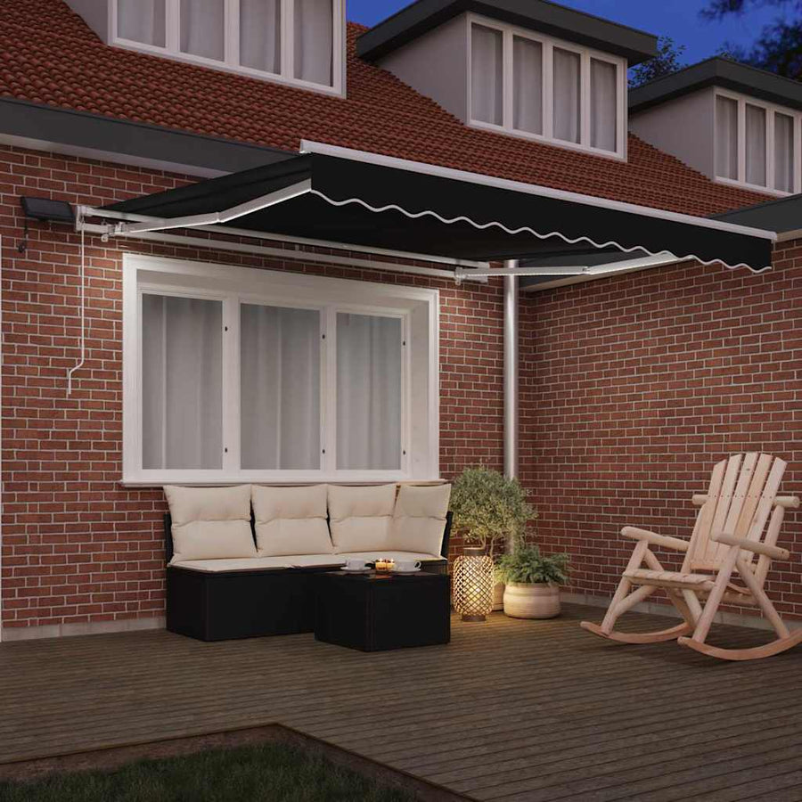 Inklapbaar Zonnescherm Zwart 350 x 250 cm Stof en Staal