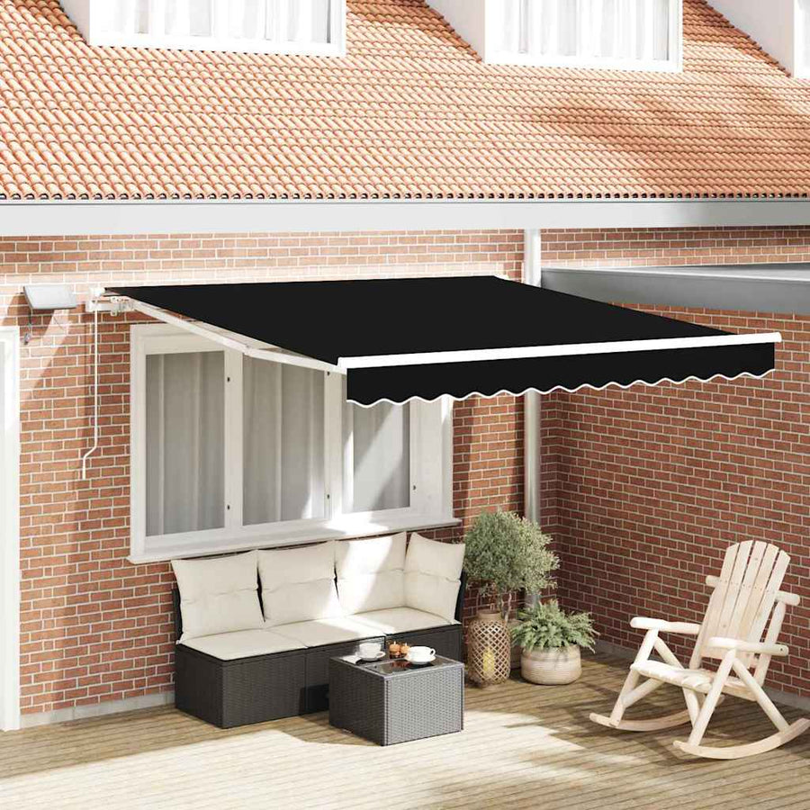 Inklapbaar Zonnescherm Zwart 350 x 250 cm Stof en Staal