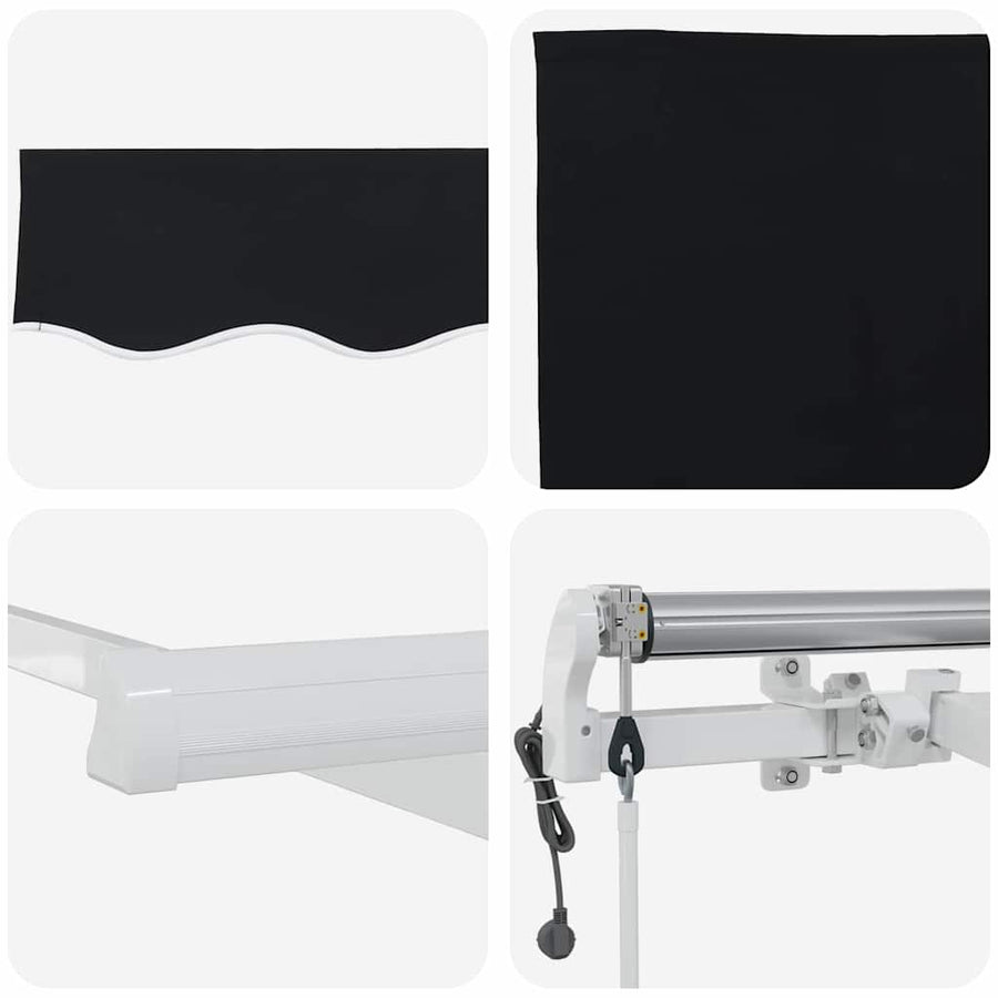 Inklapbaar Zonnescherm Zwart 350 x 250 cm Stof