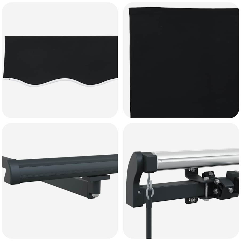 Inklapbaar Zonnescherm Zwart 350 x 250 cm Polyester en staal
