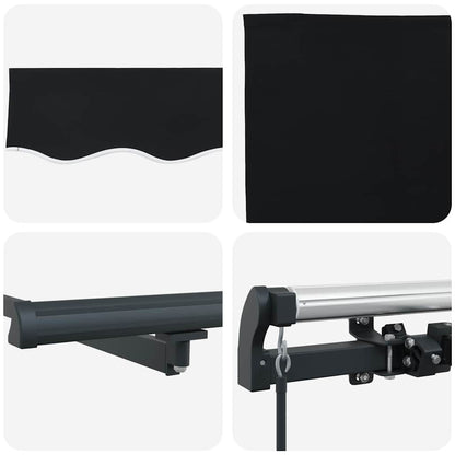Inklapbaar Zonnescherm Zwart 350 x 250 cm Polyester en staal