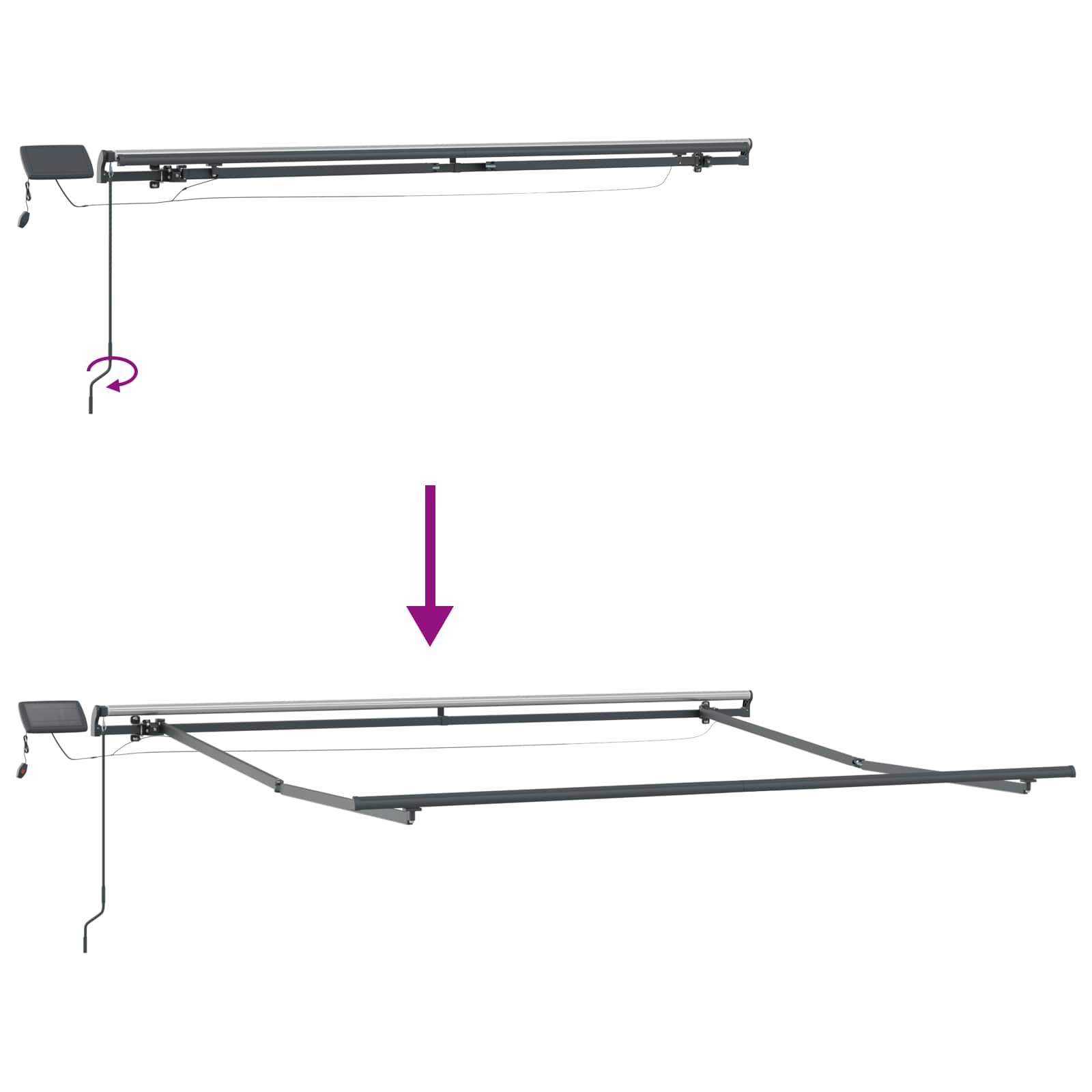 Inklapbaar Zonnescherm Zwart 350 x 250 cm Stof