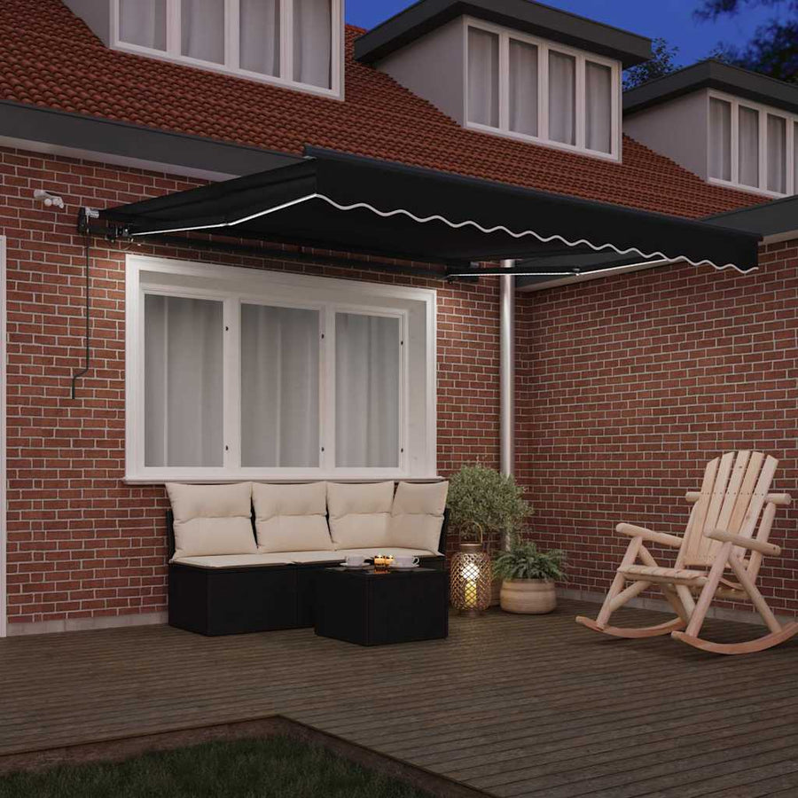 Inklapbaar Zonnescherm met Zwart 350 x 250 cm Stof