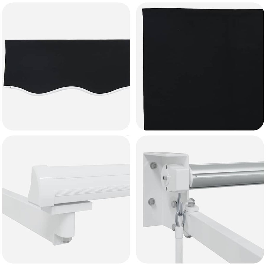 Inklapbaar Zonnescherm Zwart 350 x 250 cm Stof