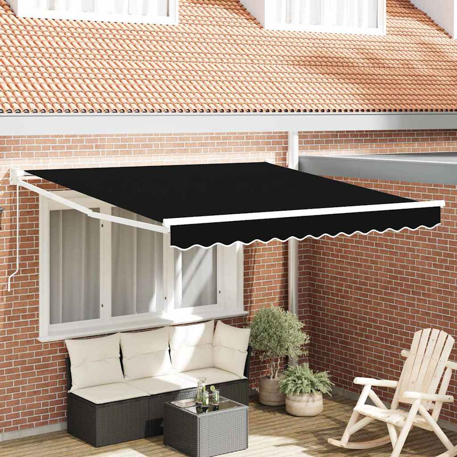 Inklapbaar Zonnescherm Zwart 350 x 250 cm Stof