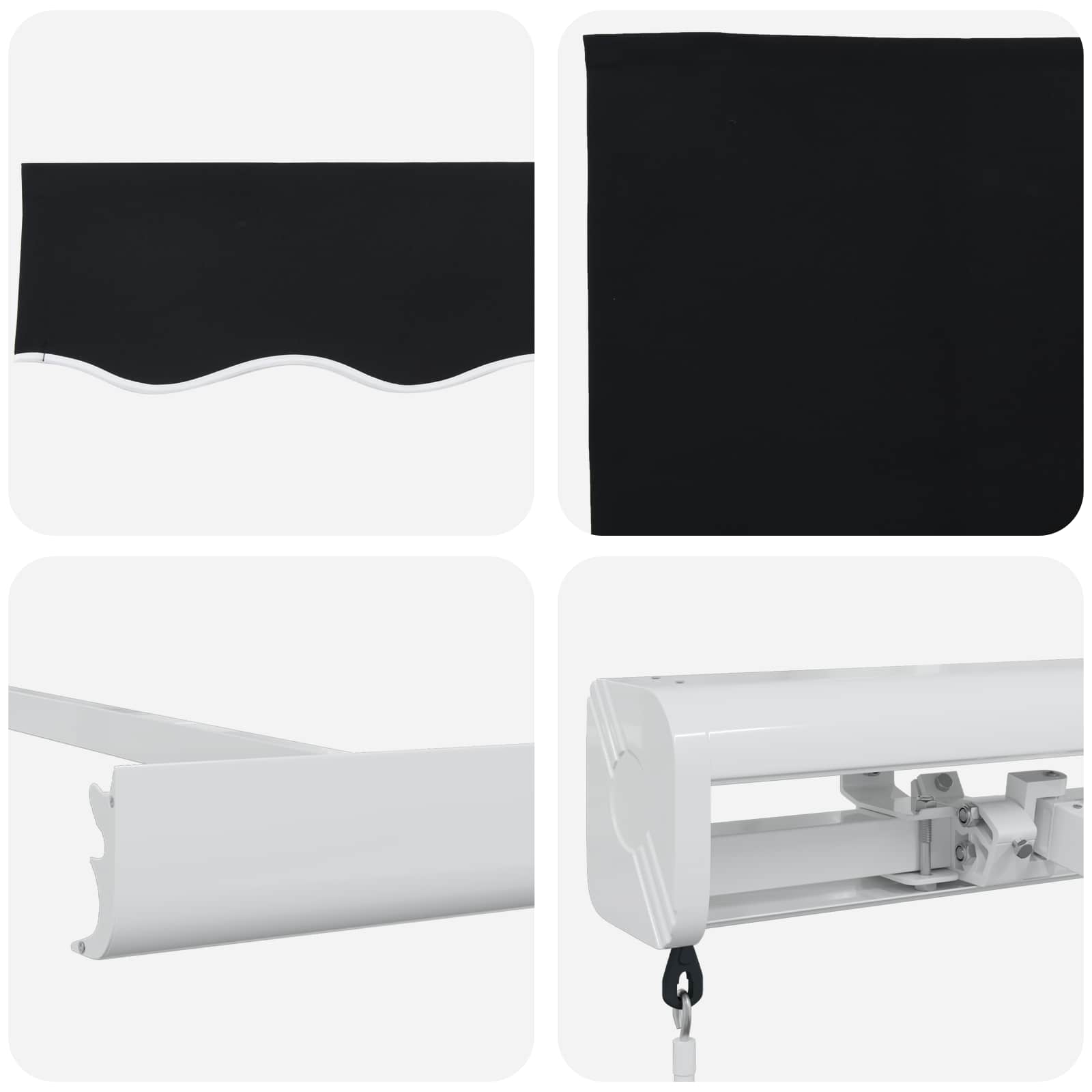 Inklapbaar Zonnescherm Zwart 350 x 250 cm Stof en Metaal