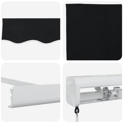 Inklapbaar Zonnescherm Zwart 350 x 250 cm Stof en Metaal
