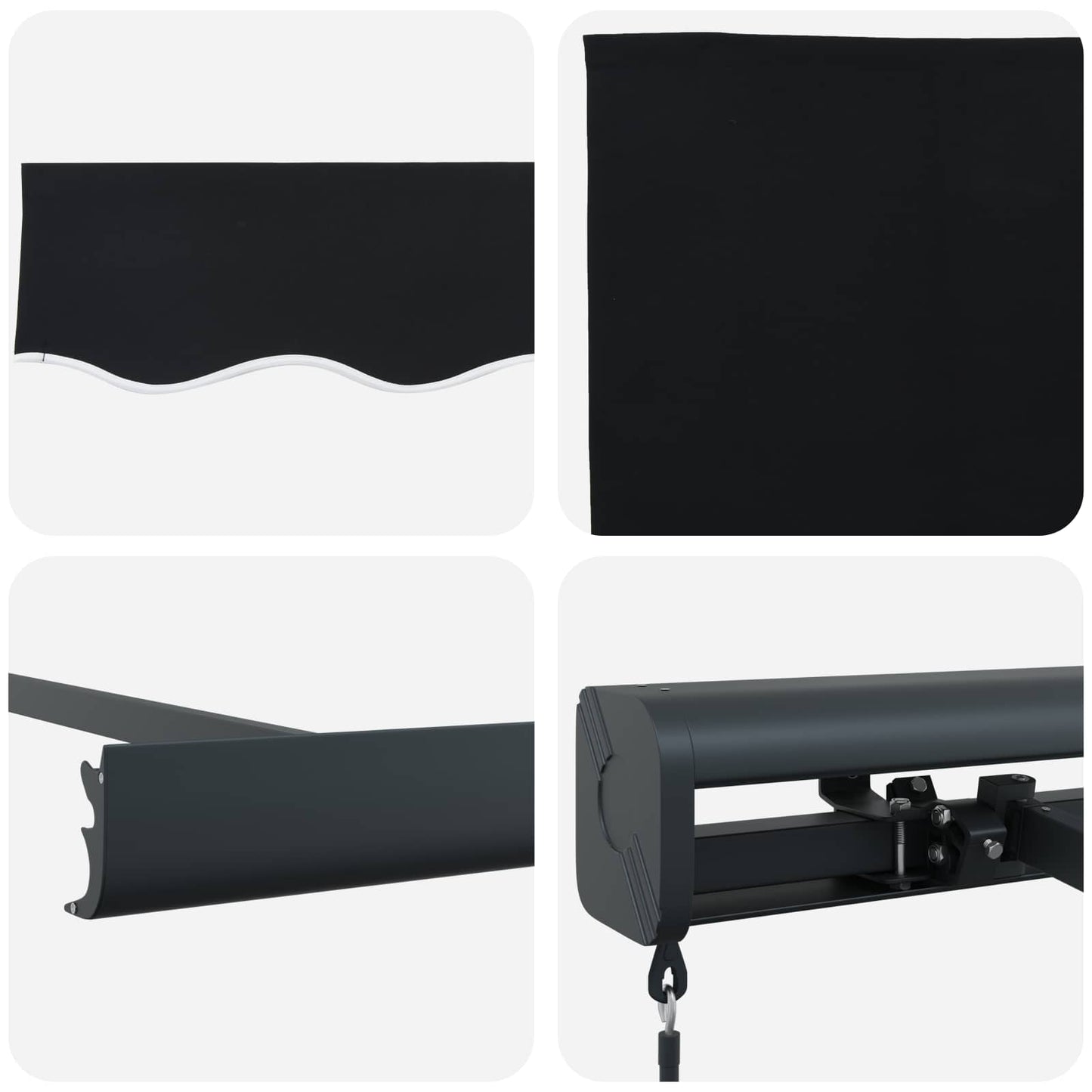 Inklapbaar Zonnescherm Zwart 350 x 250 cm Stof en Metaal