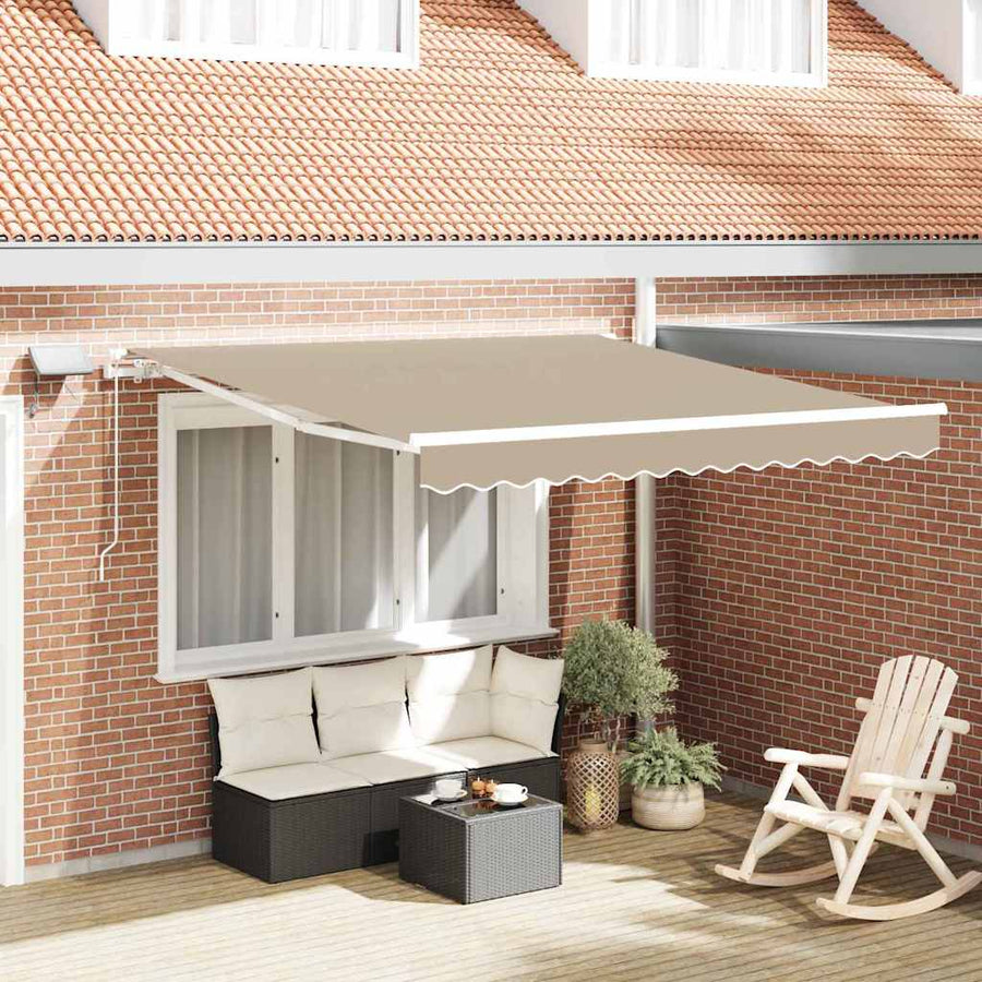 Inklapbaar Zonnescherm Beige 350 x 250 cm Stof en Staal