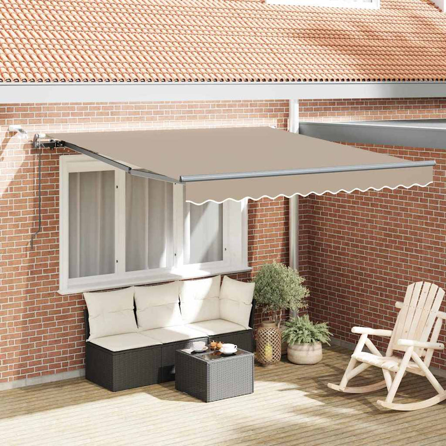 Inklapbaar Zonnescherm met Beige 350 x 250 cm Stof
