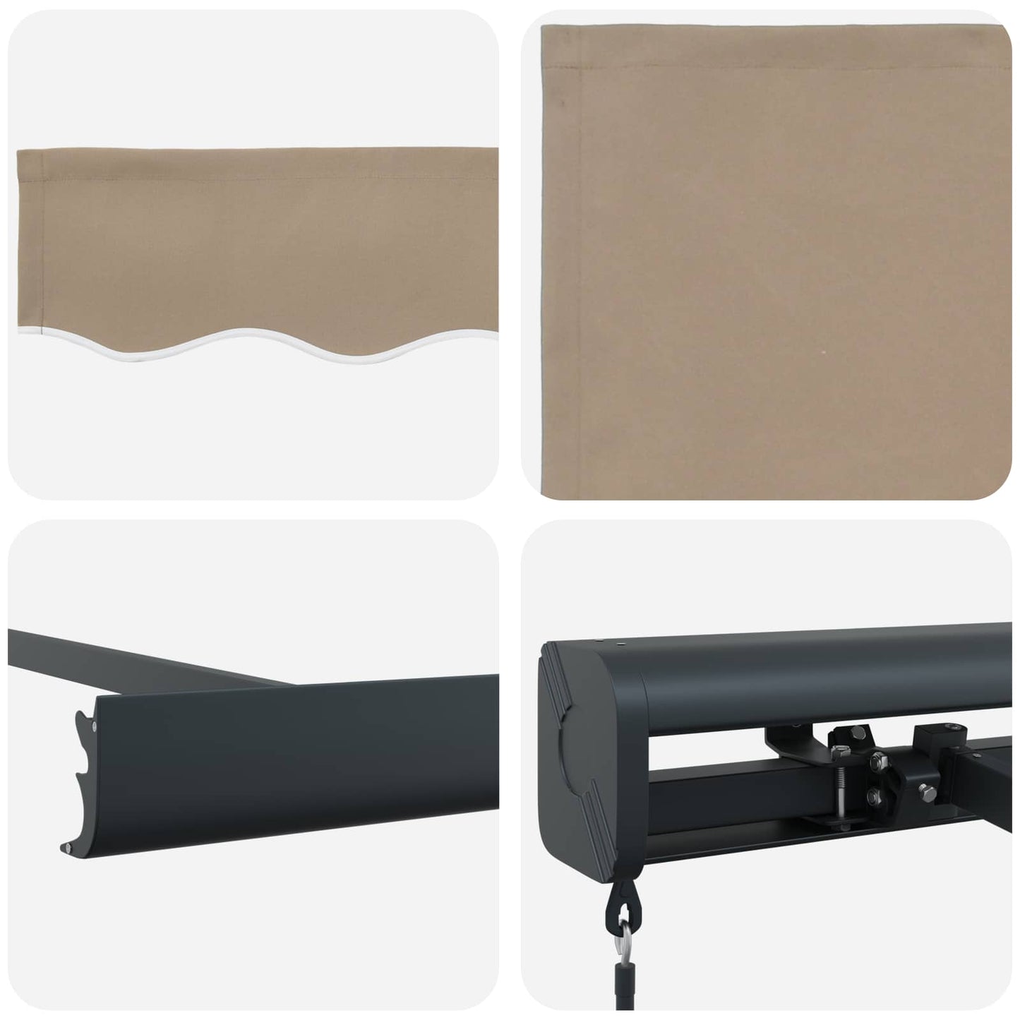 Inklapbaar Zonnescherm Beige 350 x 250 cm Stof en Metaal