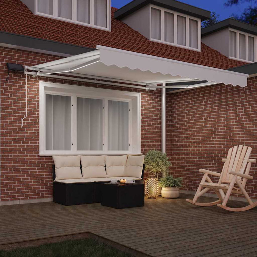 Inklapbaar Zonnescherm Wit 350 x 250 cm Stof en Staal