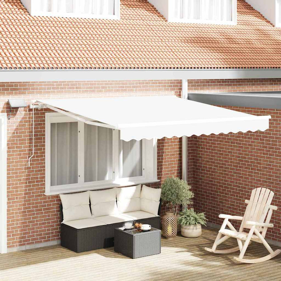 Inklapbaar Zonnescherm Wit 350 x 250 cm Stof en Staal