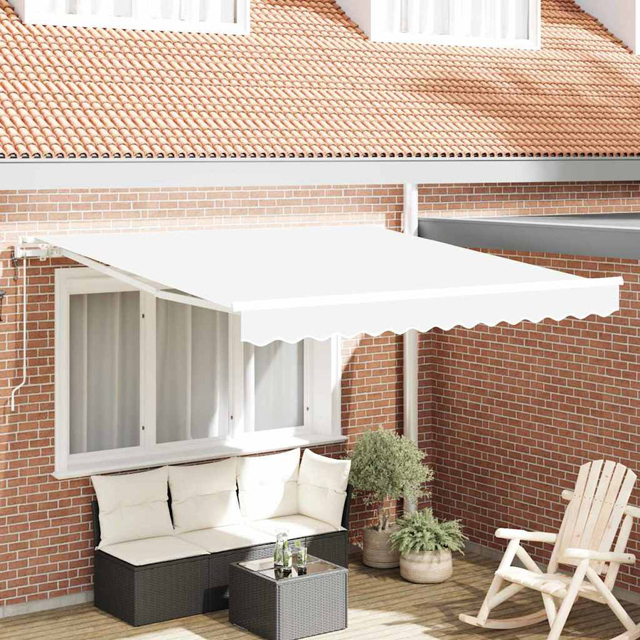 Inklapbaar Zonnescherm Wit 350 x 250 cm Stof