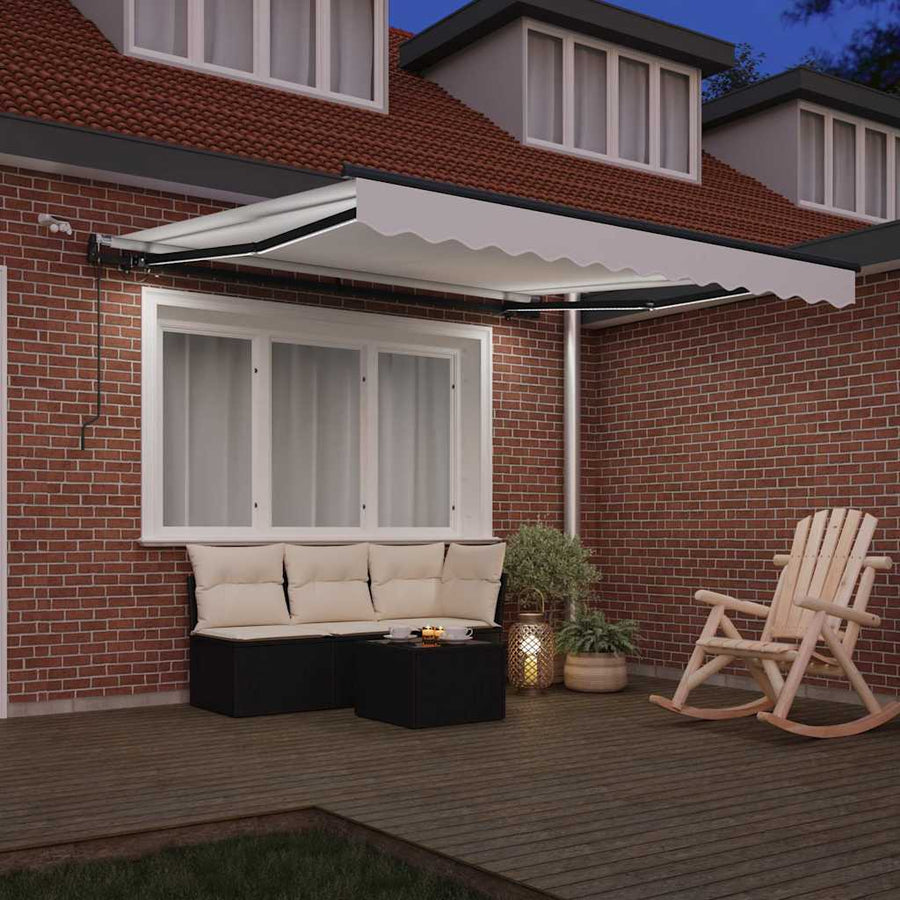 Inklapbaar Zonnescherm met Wit 350 x 250 cm Stof