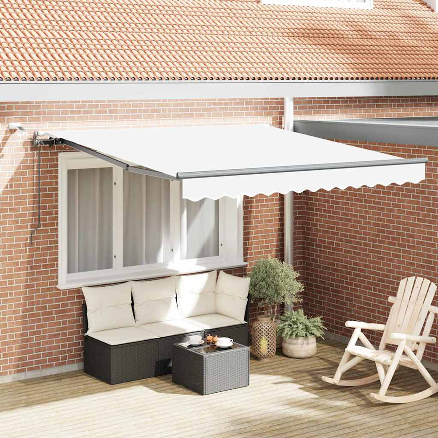 Inklapbaar Zonnescherm met Wit 350 x 250 cm Stof