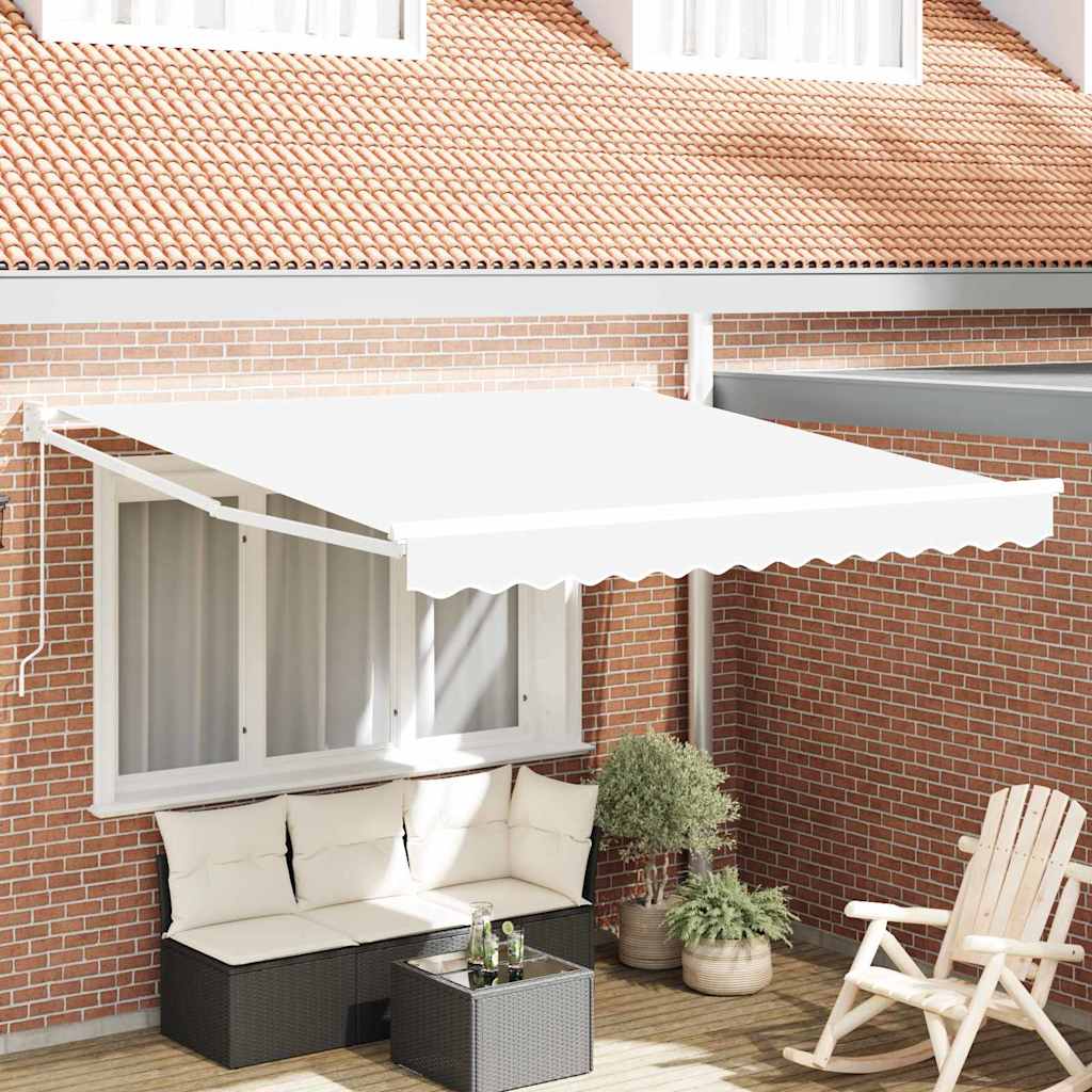 Inklapbaar Zonnescherm Wit 350 x 250 cm Stof