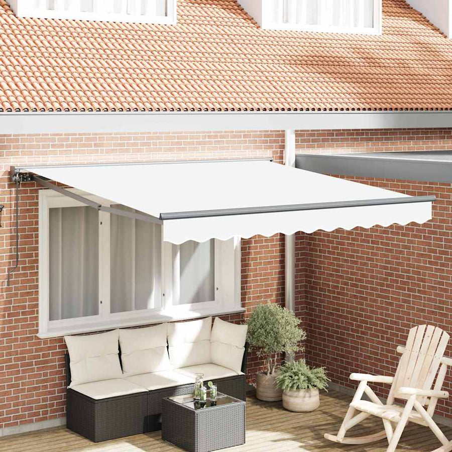 Inklapbaar Zonnescherm Wit 350x250 cm Stof
