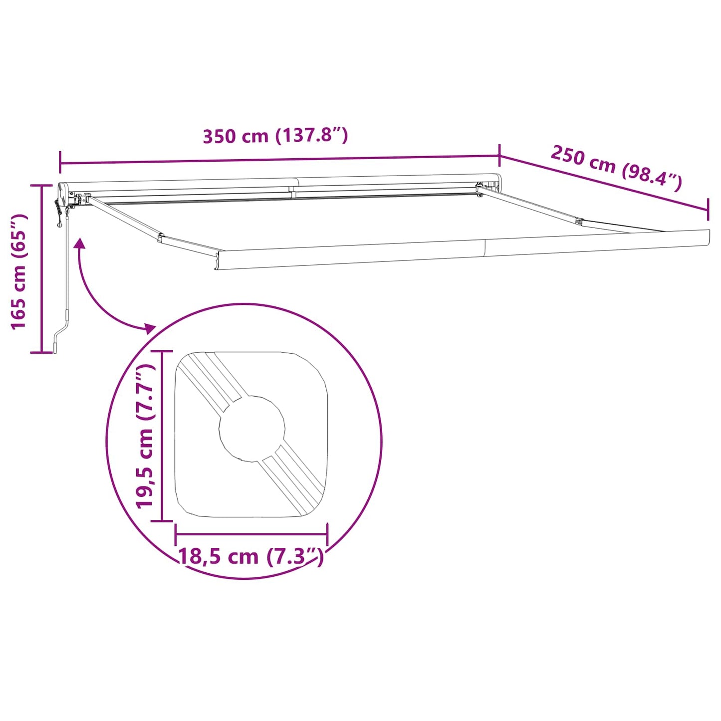 Markies Lichtgrijs 350 x 250 x 165 cm Polyester en Aluminium