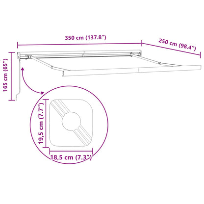 Inklapbaar Zonnescherm Lichtgrijs 350 x 250 cm Stof en Metaal